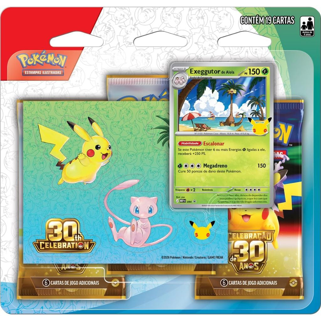 (PT-BR) Blister Triplo - Celebração de 30 Anos - Coleção com Adesivos - Exeggutor de Alola