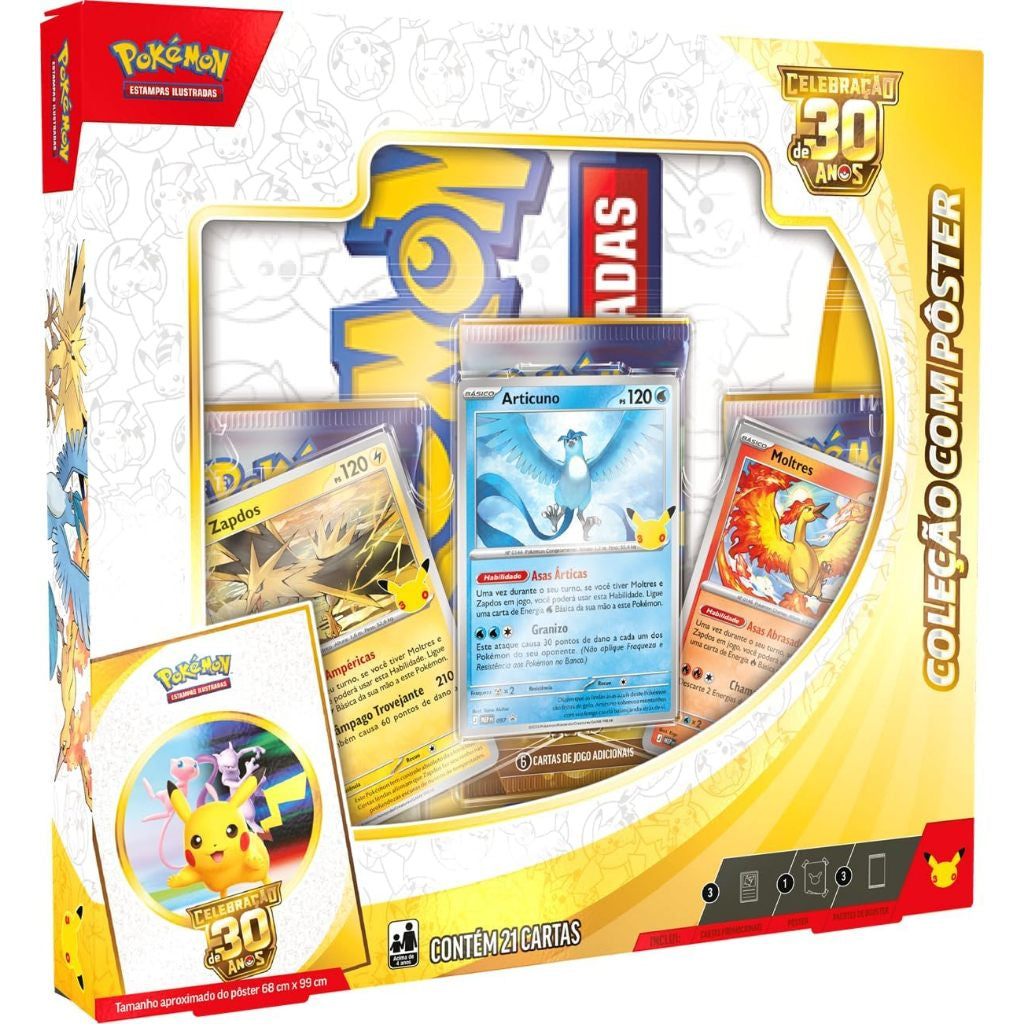 Pokémon TCG, Celebração de 30 anos – Box Pokémon Coleção com Pôster